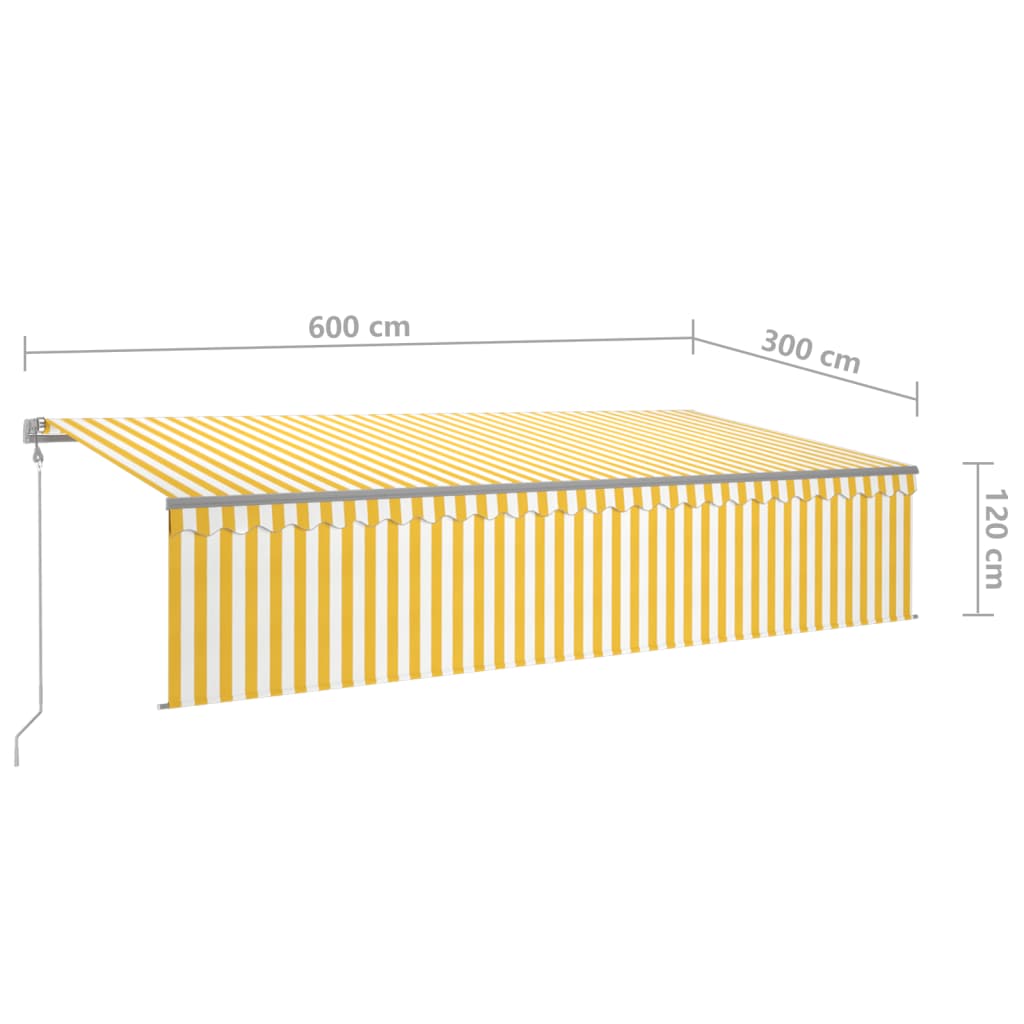 vidaXL Markise Automatisch mit Rollo LED Windsensor 6x3m Gelb Weiß