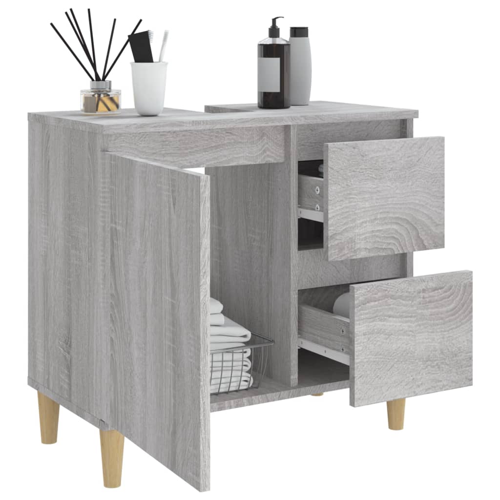 vidaXL Badschrank Grau Sonoma 65x33x60 cm Holzwerkstoff