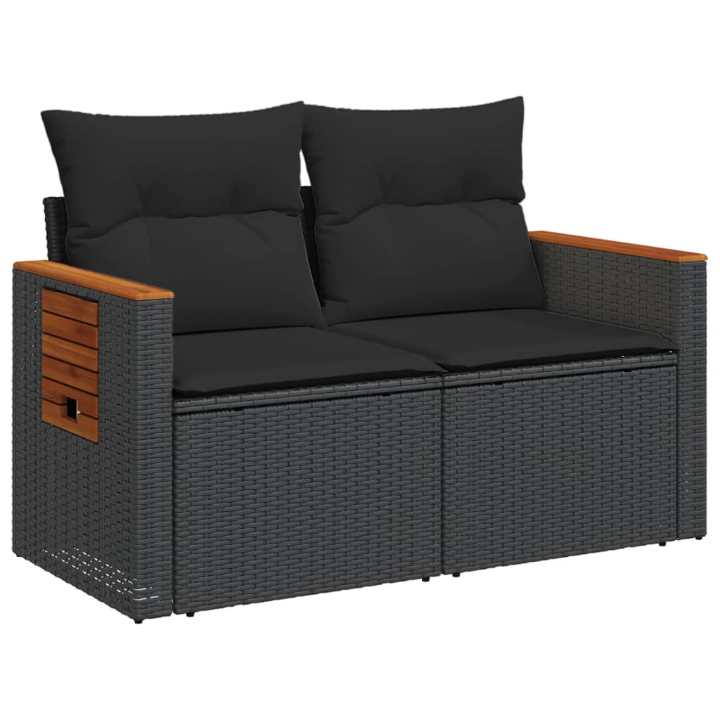 vidaXL Gartensofa mit Kissen 2-Sitzer Beige Poly Rattan