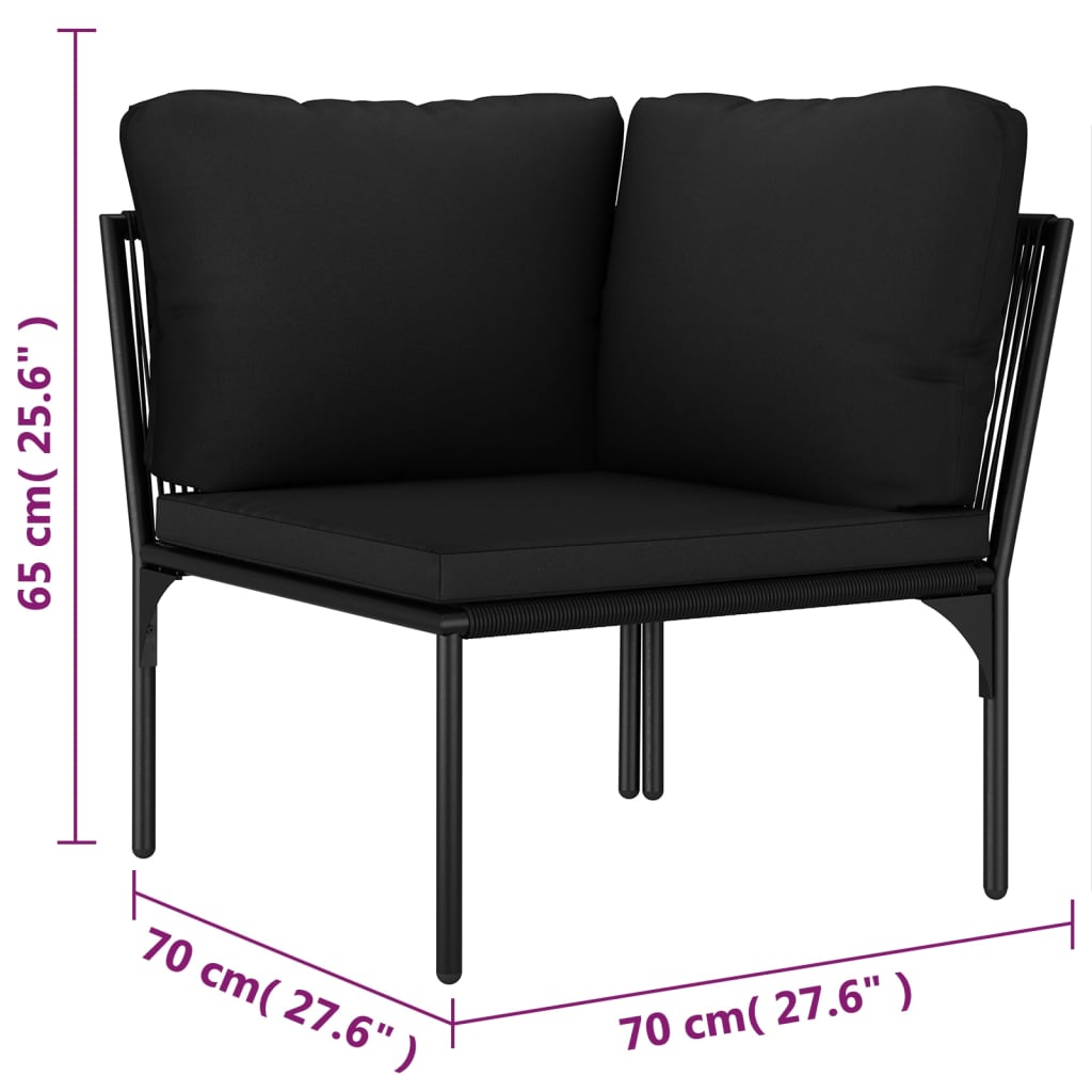 vidaXL 6-tlg. Garten-Lounge-Set mit Kissen Schwarz PVC