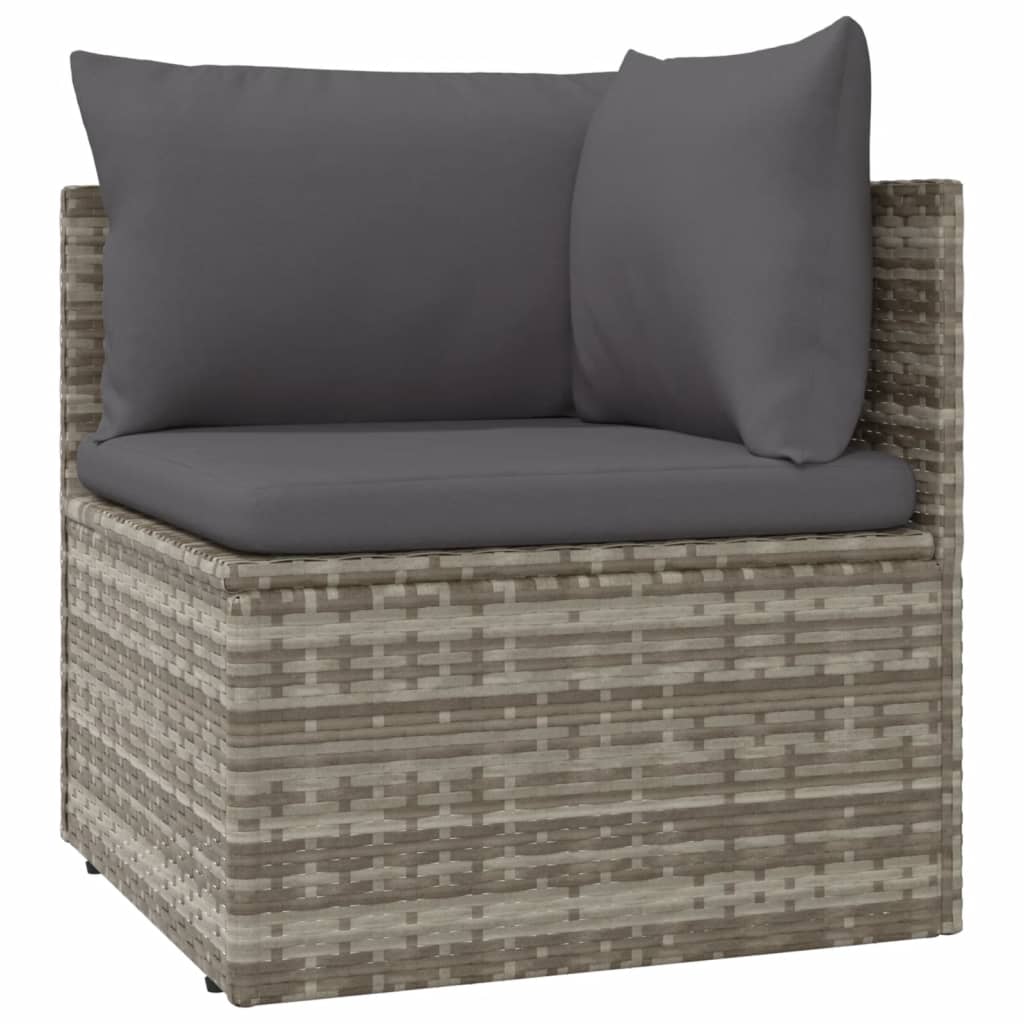 vidaXL 8-tlg. Garten-Lounge-Set mit Kissen Grau Poly Rattan