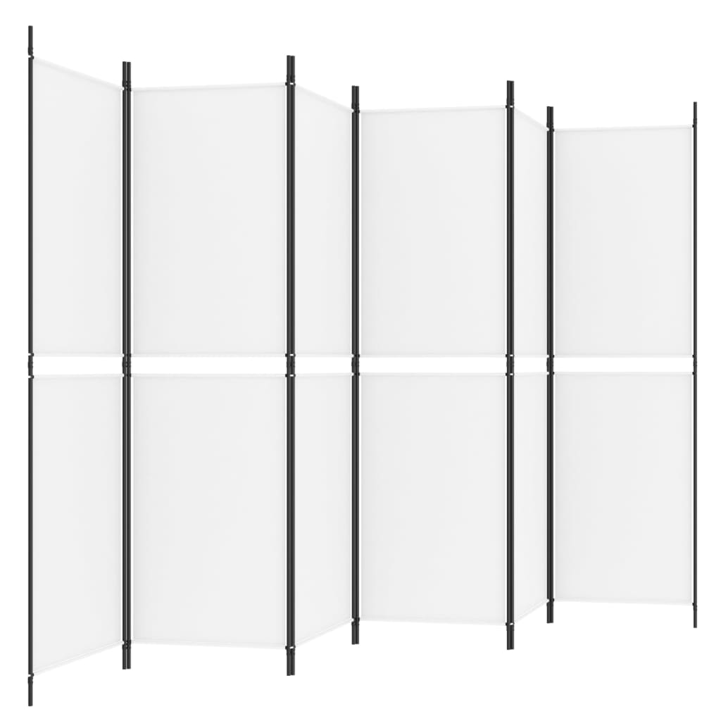 vidaXL 6-tlg. Paravent Weiß 300x180 cm Stoff