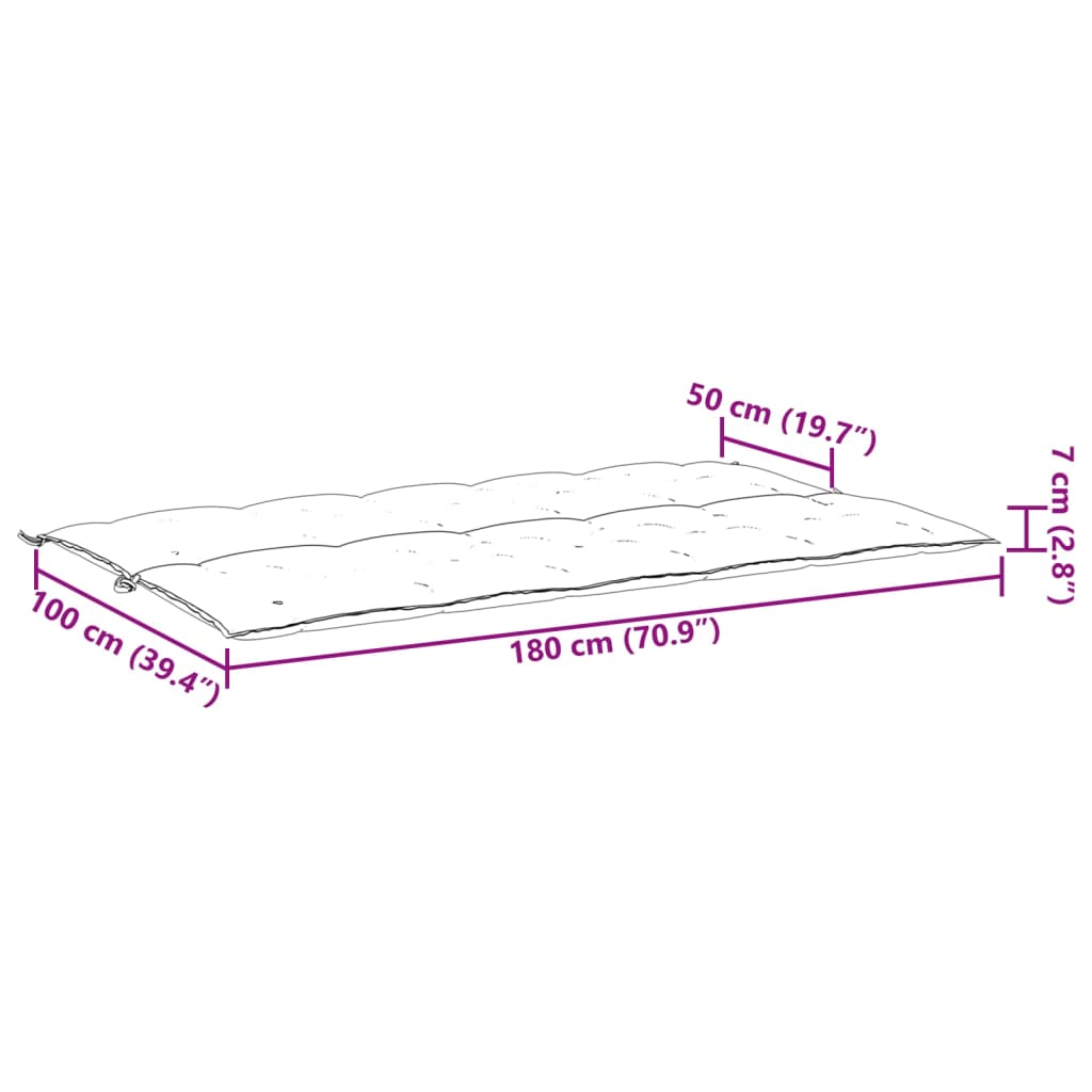 vidaXL Gartenbank-Auflage Anthrazit 180x(50+50)x7 cm Oxford-Gewebe