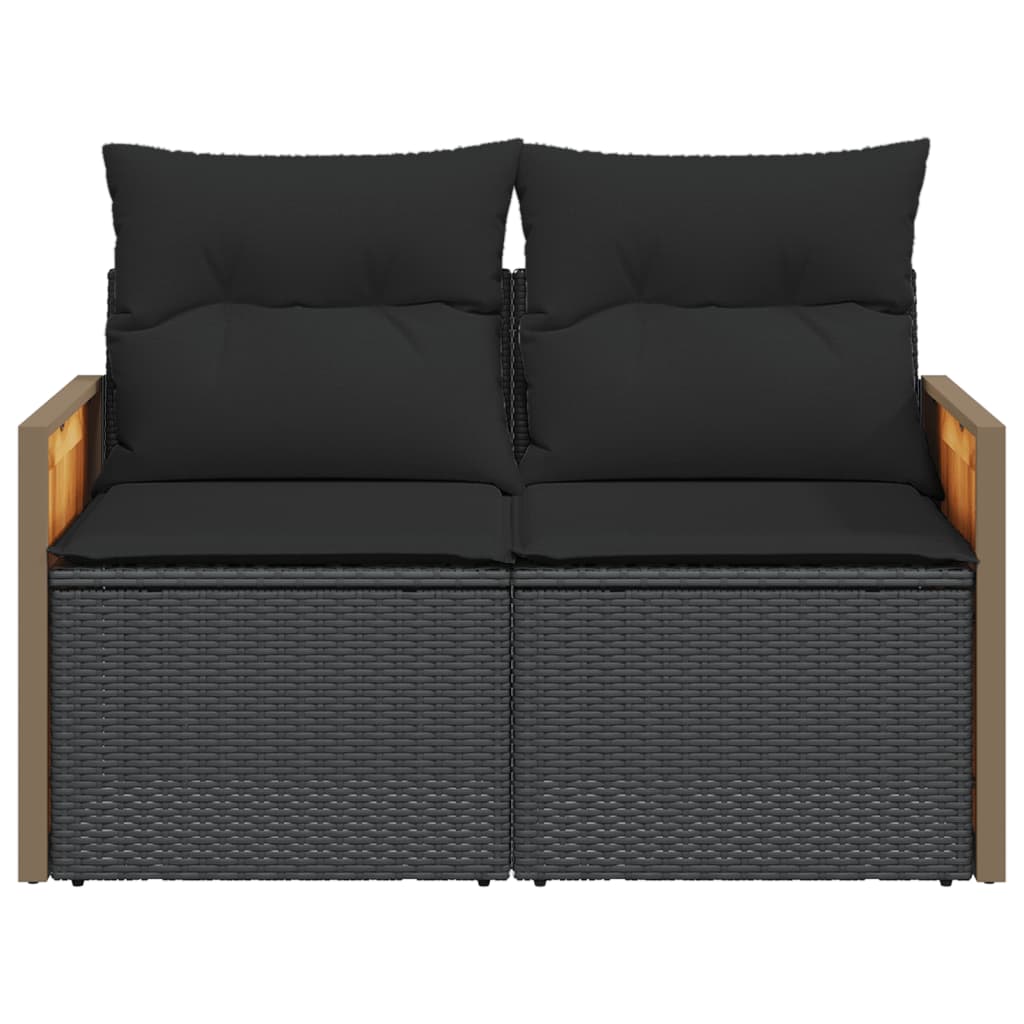 vidaXL Gartensofa 2-Sitzer mit Kissen Grau Poly Rattan