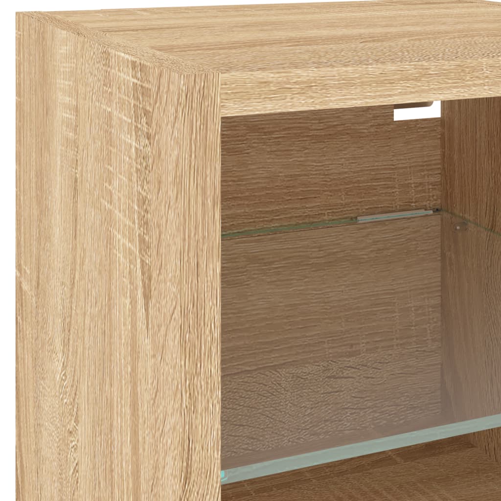 vidaXL TV-Wandschrank mit LED-Leuchten Sonoma-Eiche 30x28,5x30 cm