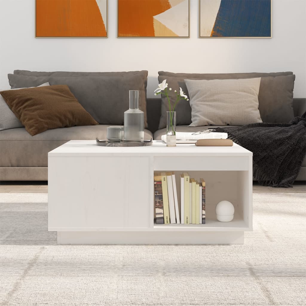 vidaXL Couchtisch Weiß 80x81x36,5 cm Massivholz Kiefer