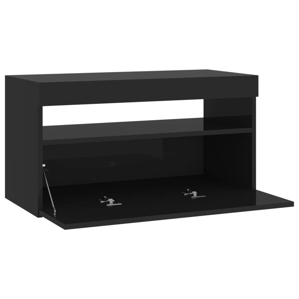 vidaXL TV-Schrank mit LED-Leuchten Schwarz 75x35x40 cm