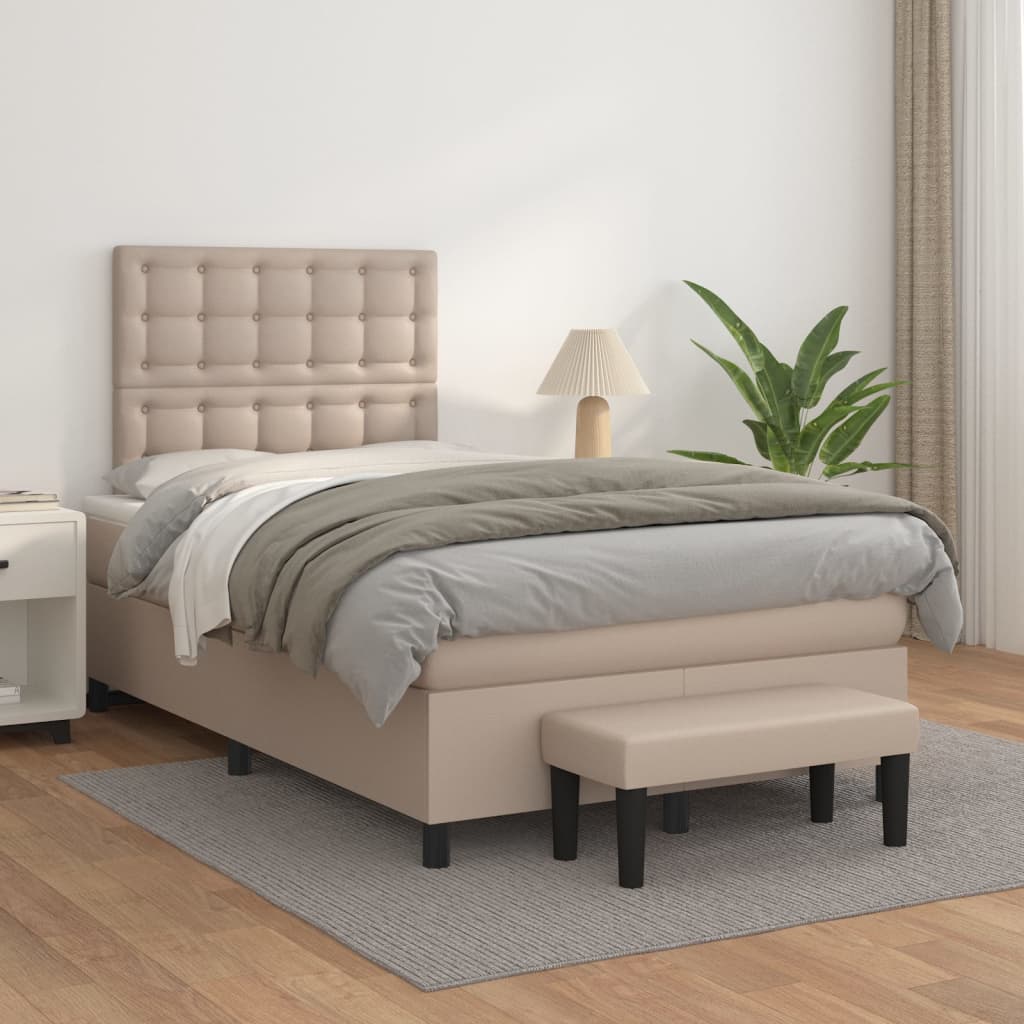 vidaXL Boxspringbett Matratze Cappuccino-Braun 120x200cm Kunstleder