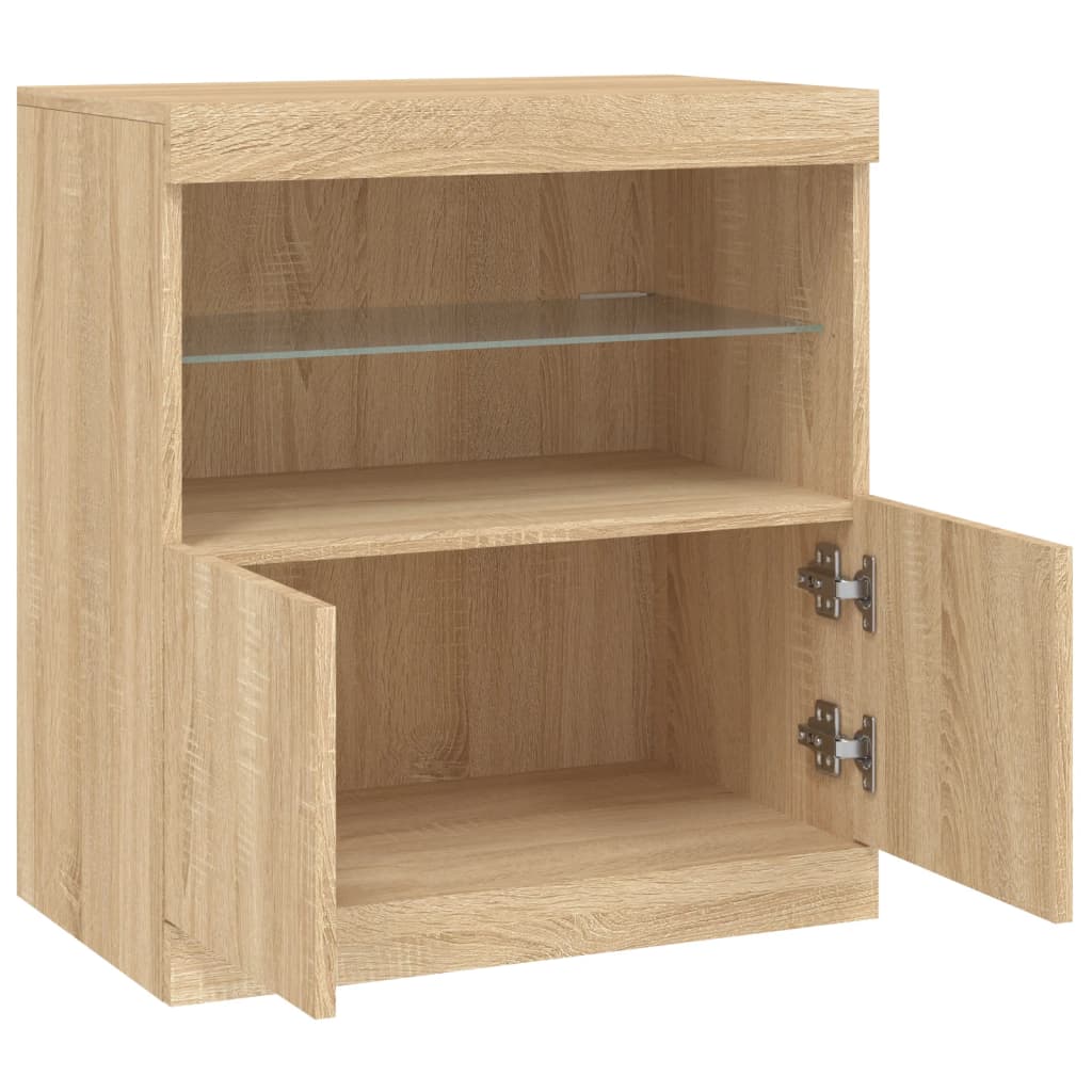 vidaXL Sideboard mit LED-Leuchten Sonoma-Eiche 60x37x67 cm