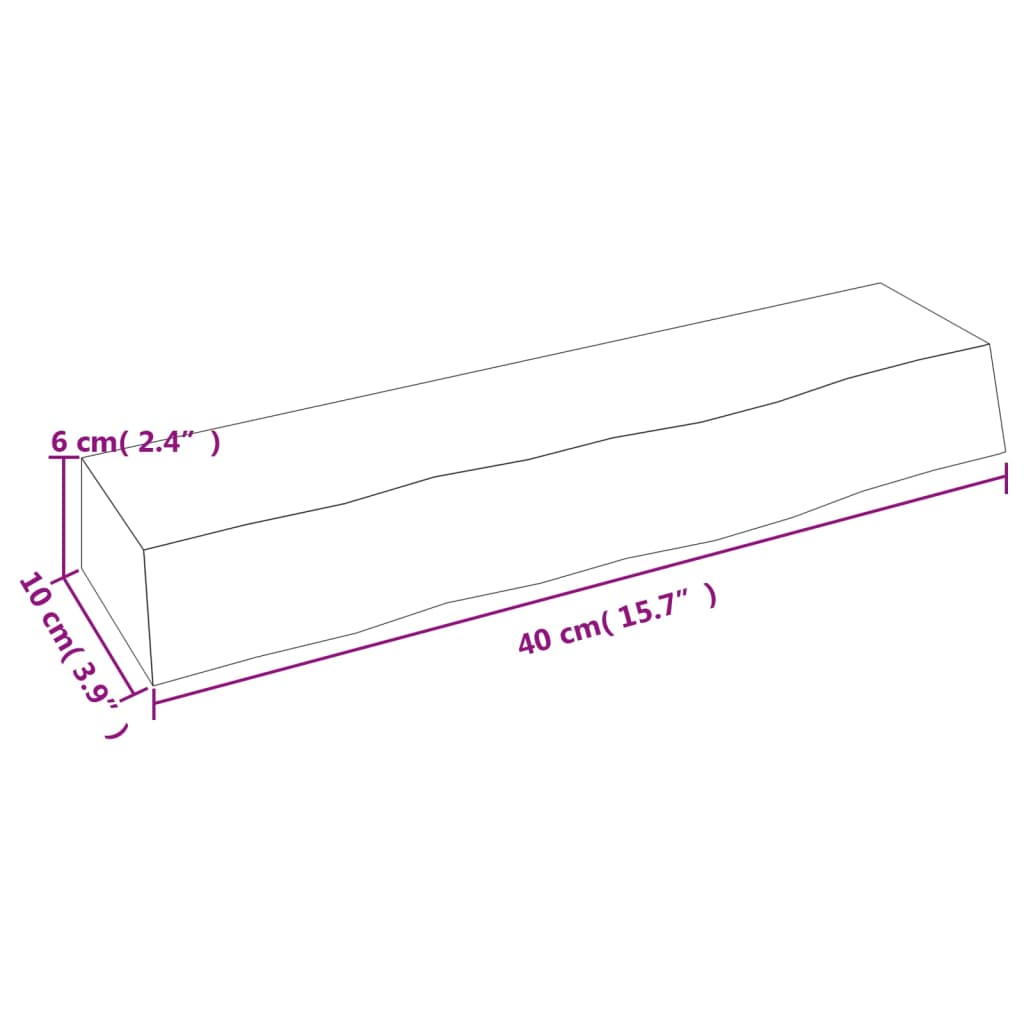 vidaXL Wandregal Dunkelbraun 40x10x6 cm Massivholz Eiche Behandelt