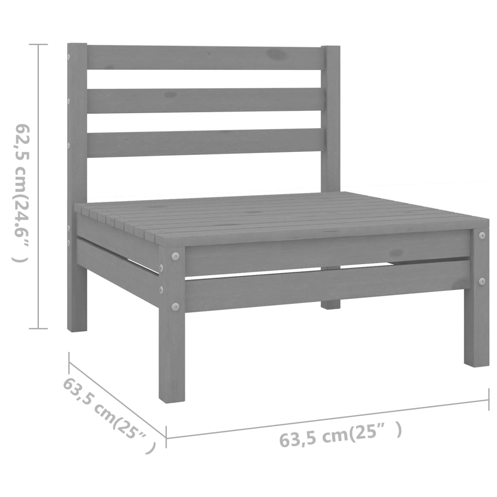 vidaXL 7-tlg. Garten-Lounge-Set Massivholz Kiefer Grau