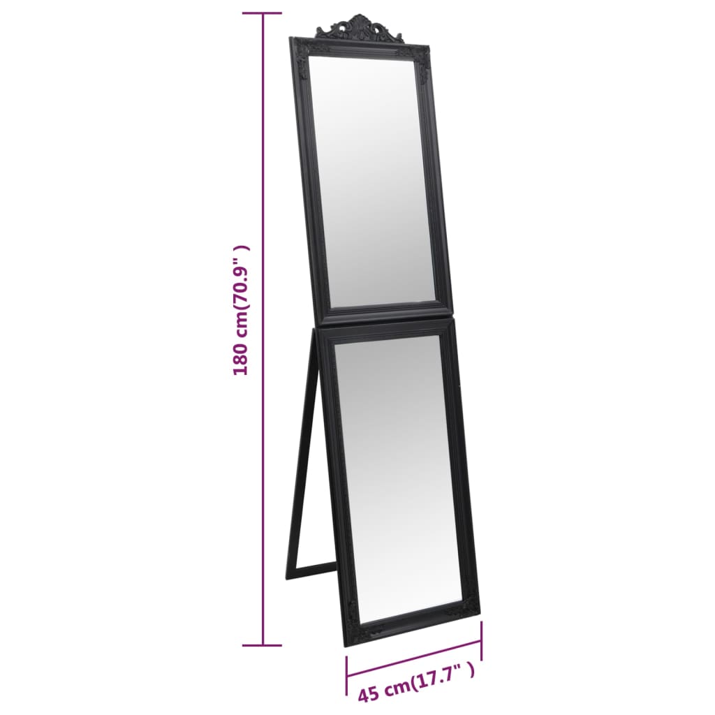 vidaXL Standspiegel Schwarz 45x180 cm