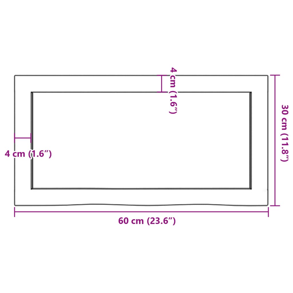 vidaXL Waschtischplatte Dunkelbraun 60x30x(2-4)cm Massivholz Behandelt