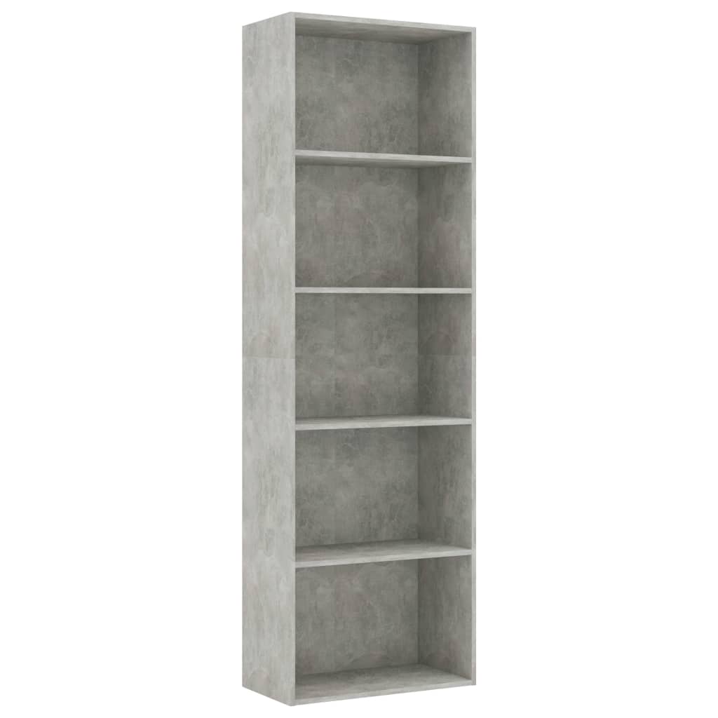 vidaXL Bücherregal 5 Fächer Betongrau 60x30x189 cm Holzwerkstoff