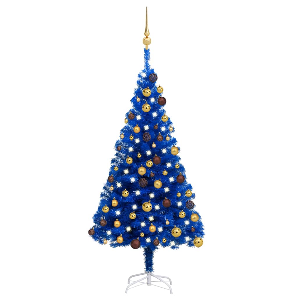 vidaXL Künstlicher Weihnachtsbaum Beleuchtung & Kugeln Blau 120 cm