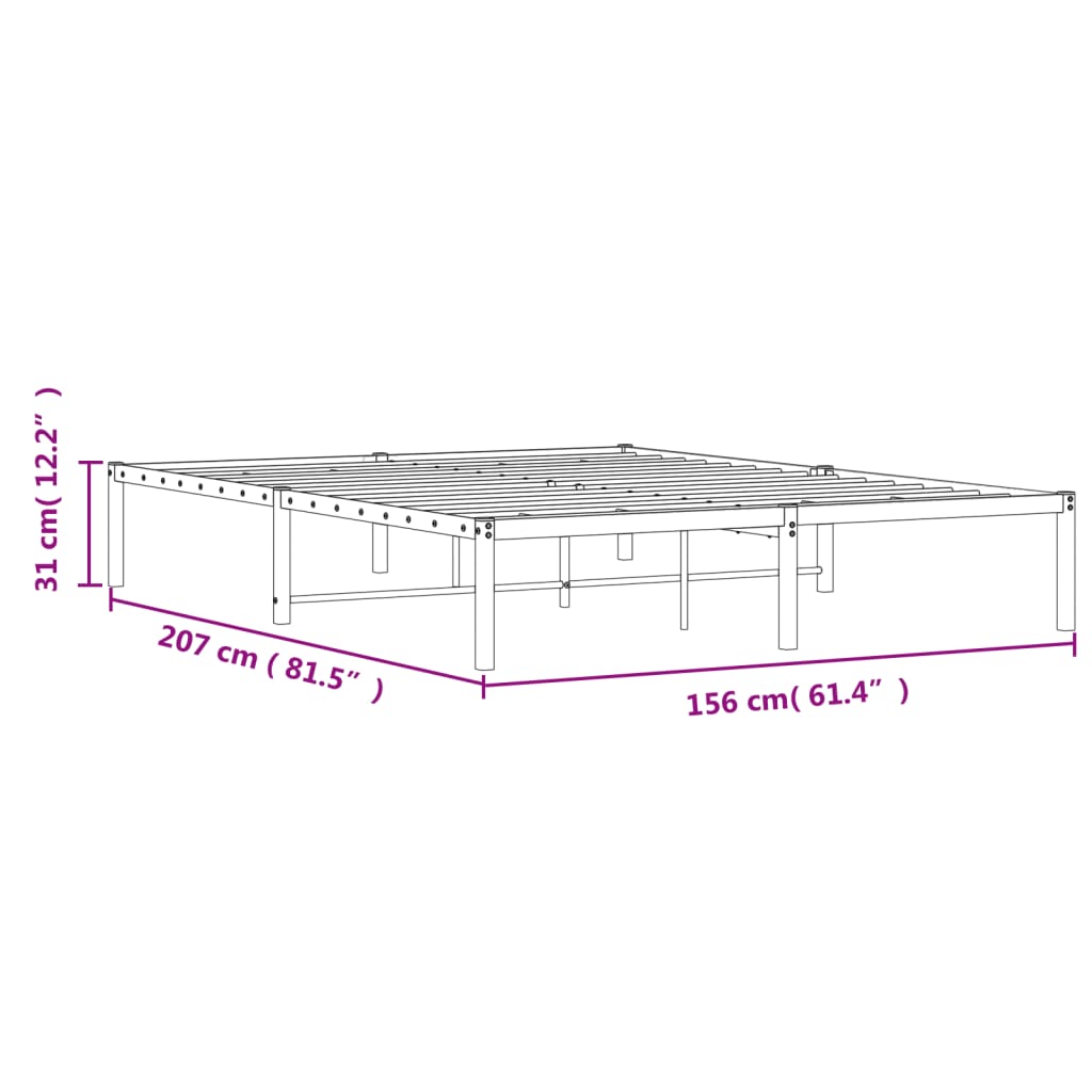 vidaXL Bettgestell Metall Weiß 150x200 cm