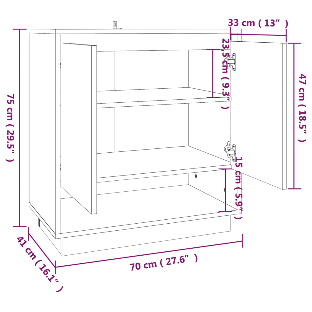 vidaXL Sideboard Sonoma-Eiche 70x41x75 cm Holzwerkstoff