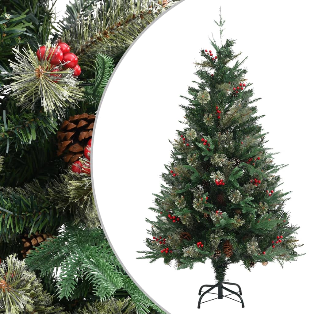 vidaXL Weihnachtsbaum mit Zapfen Grün 150 cm PVC & PE