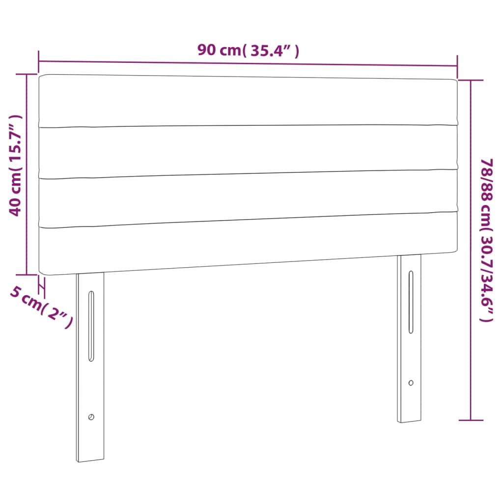 vidaXL LED Kopfteil Dunkelgrau 90x5x78/88 cm Samt