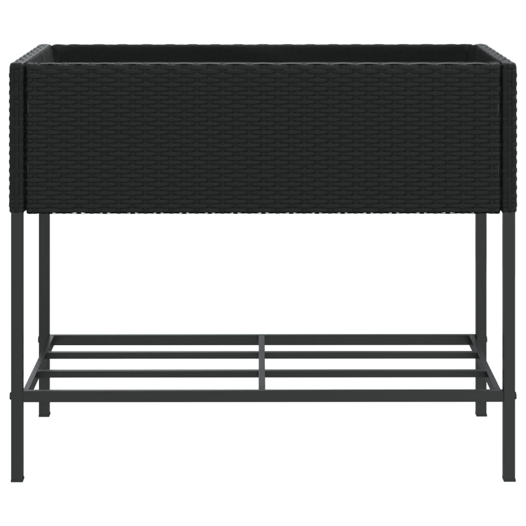 vidaXL Hochbeete mit Ablage 2 Stk. Schwarz 90x40x75 cm Poly Rattan