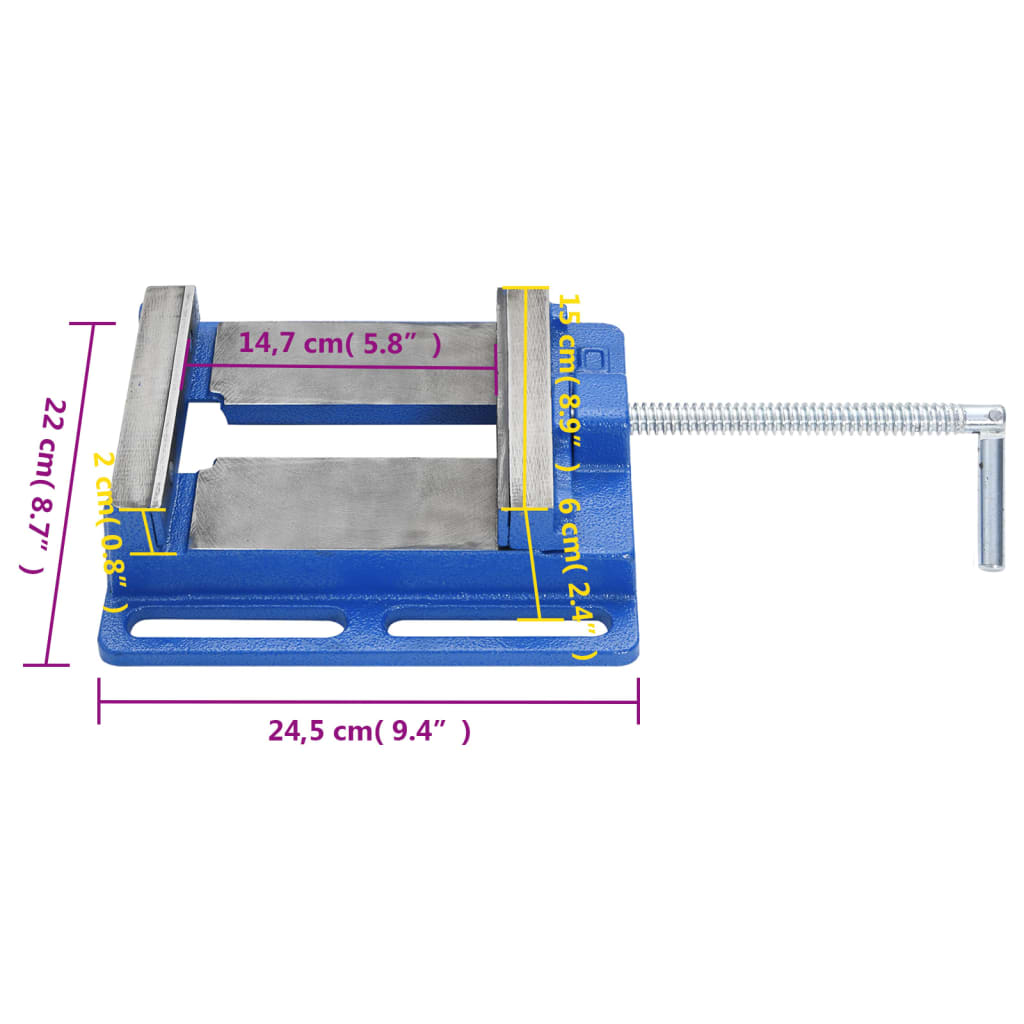 vidaXL Maschinenschraubstock Blau 150 mm Gusseisen