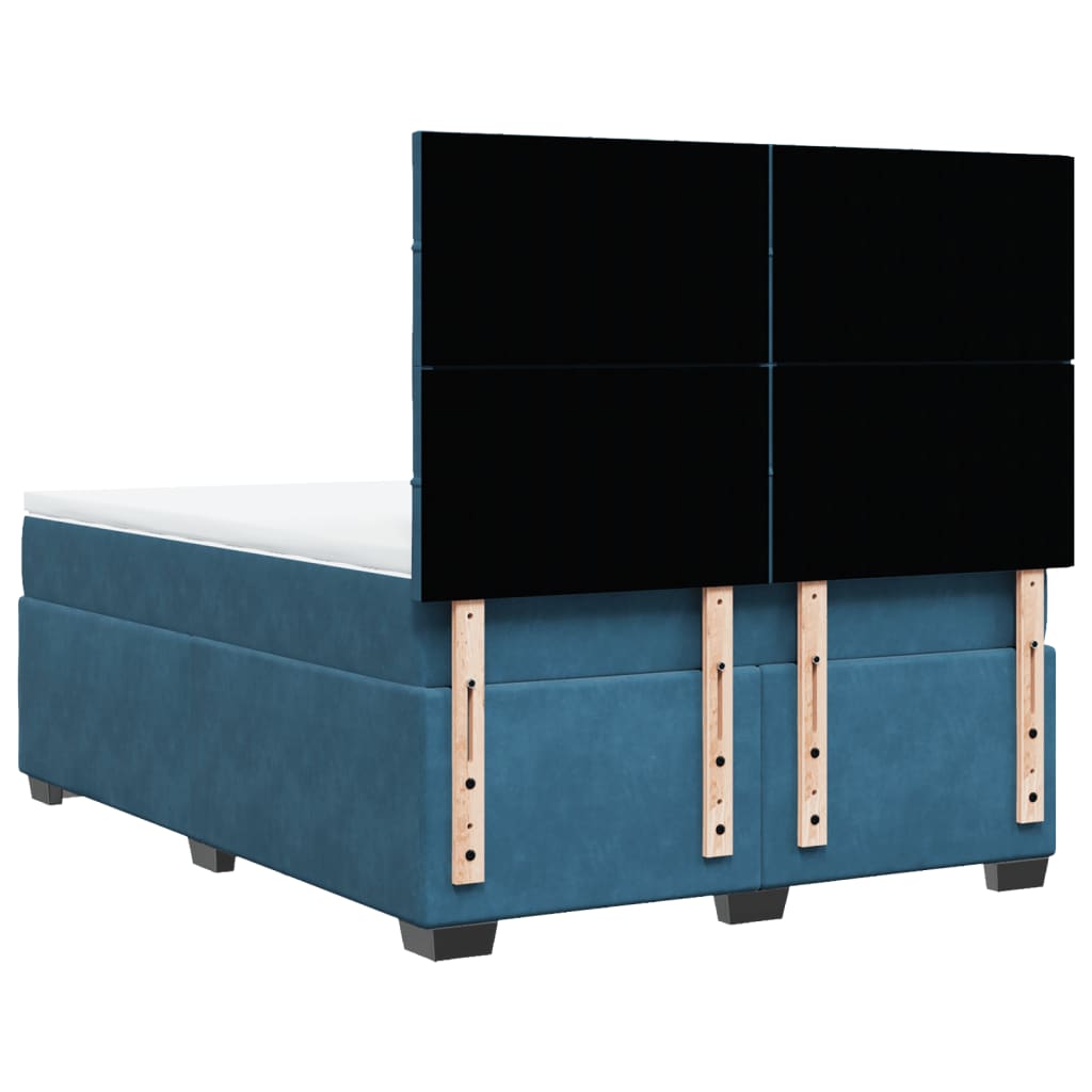 vidaXL Boxspringbett mit Matratze Blau 140x190 cm Samt