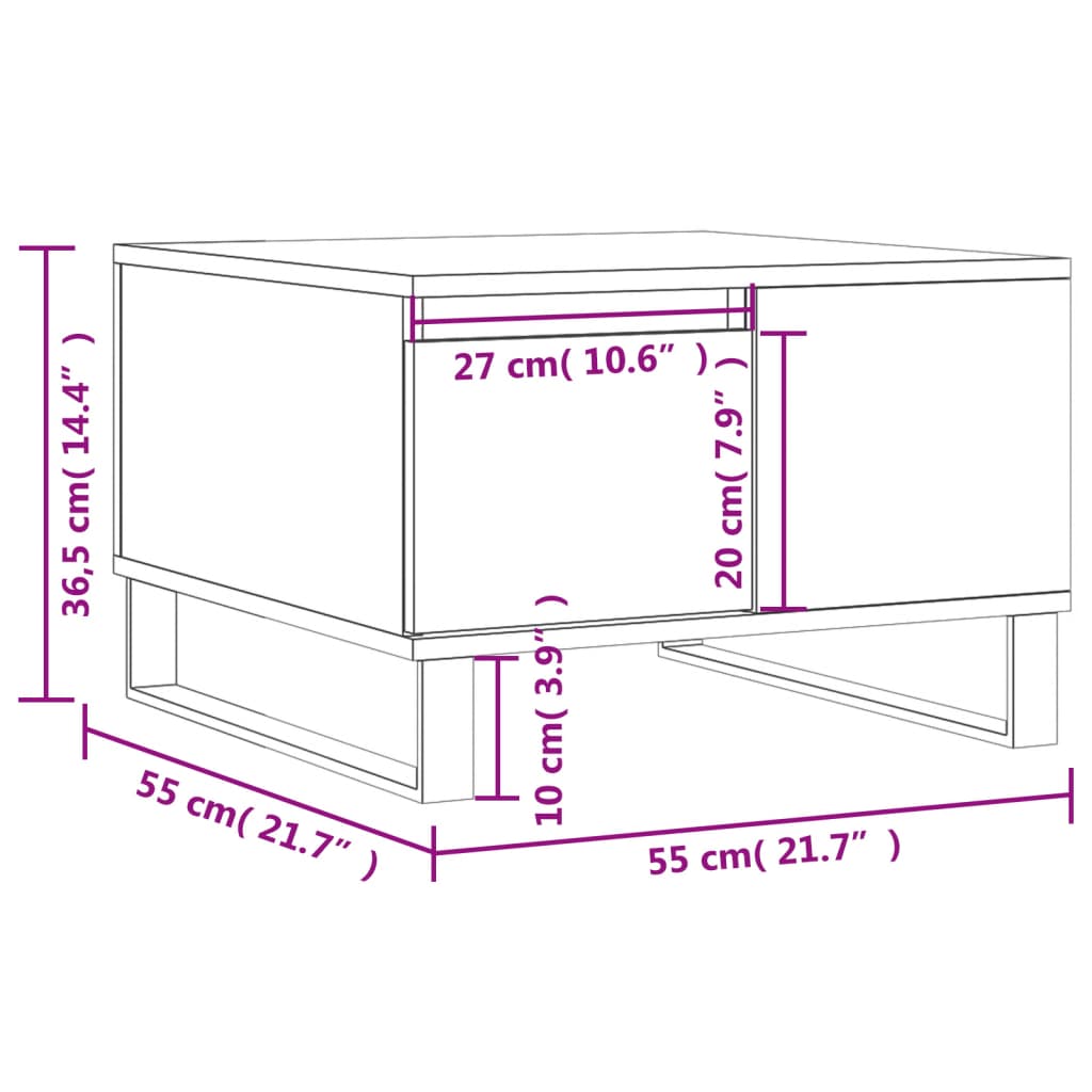 vidaXL Couchtisch Schwarz 55x55x36,5 cm Holzwerkstoff