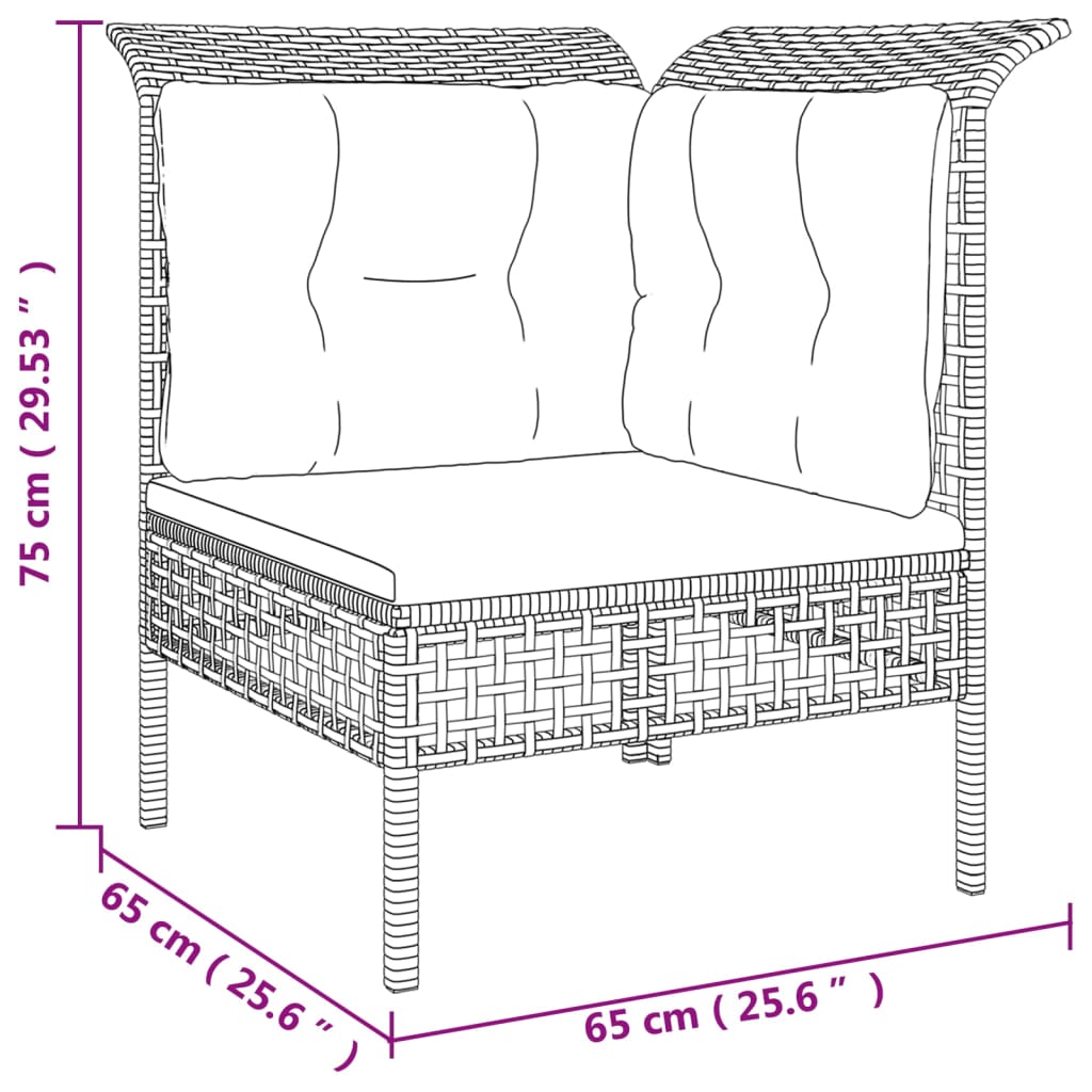 vidaXL 12-tlg. Garten-Lounge-Set mit Kissen Grau Poly Rattan