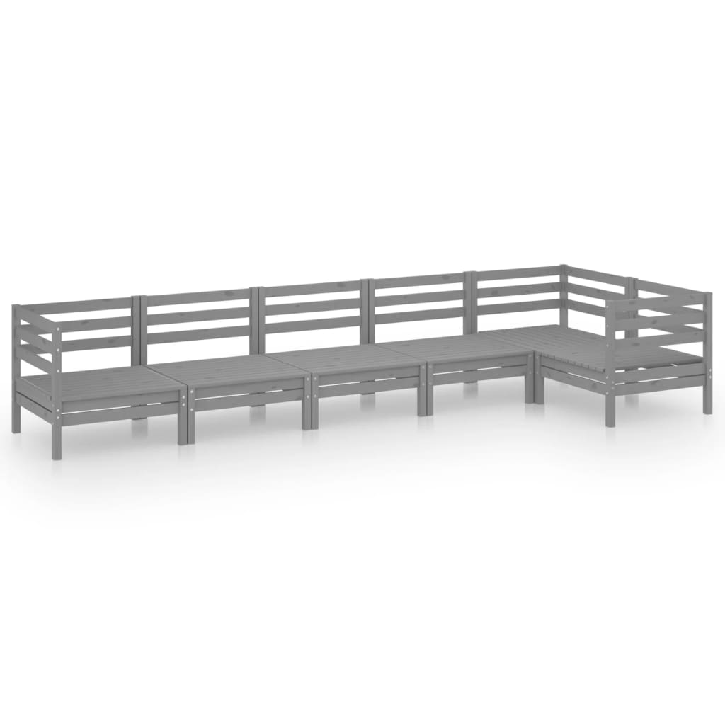 vidaXL 6-tlg. Garten-Lounge-Set Massivholz Kiefer Grau