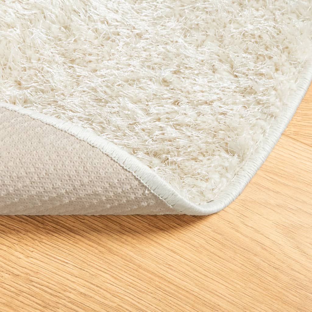 vidaXL Teppich ISTAN Hochflor Glänzend Creme Ø 100 cm