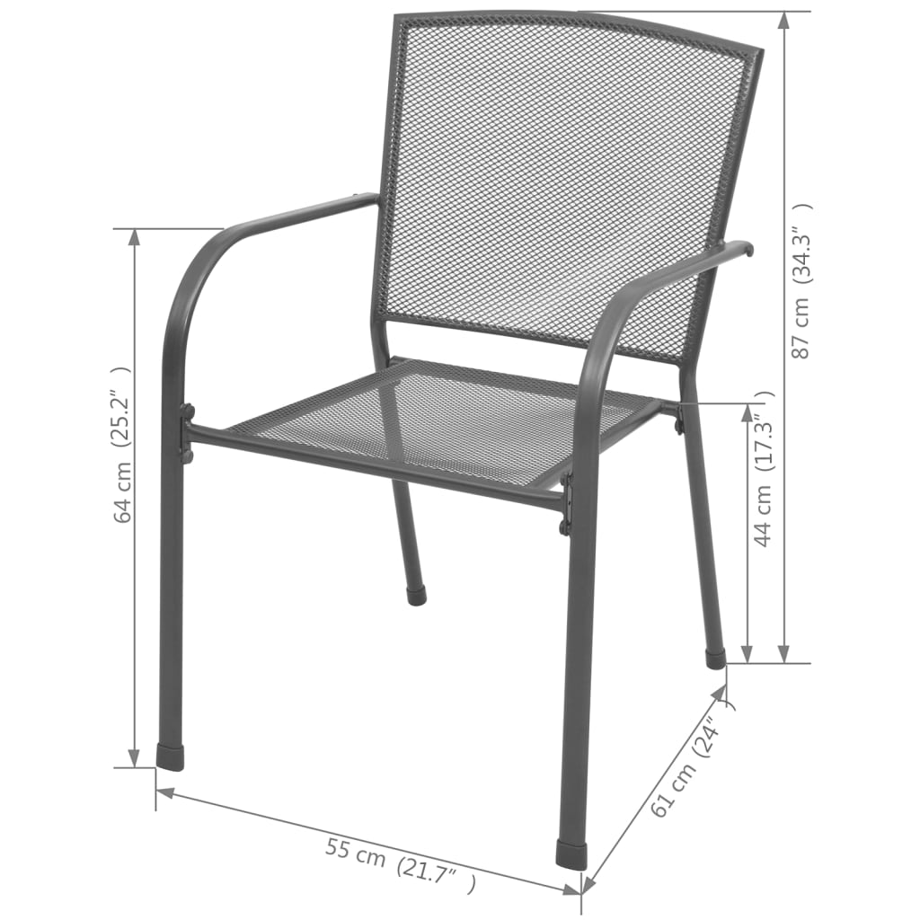 vidaXL 3-tlg. Garten-Essgruppe Stahl Anthrazit