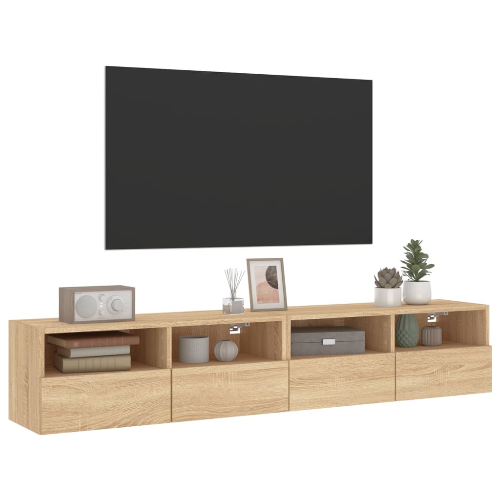 vidaXL TV-Wandschränke 2 Stk. Sonoma-Eiche 80x30x30 cm Holzwerkstoff