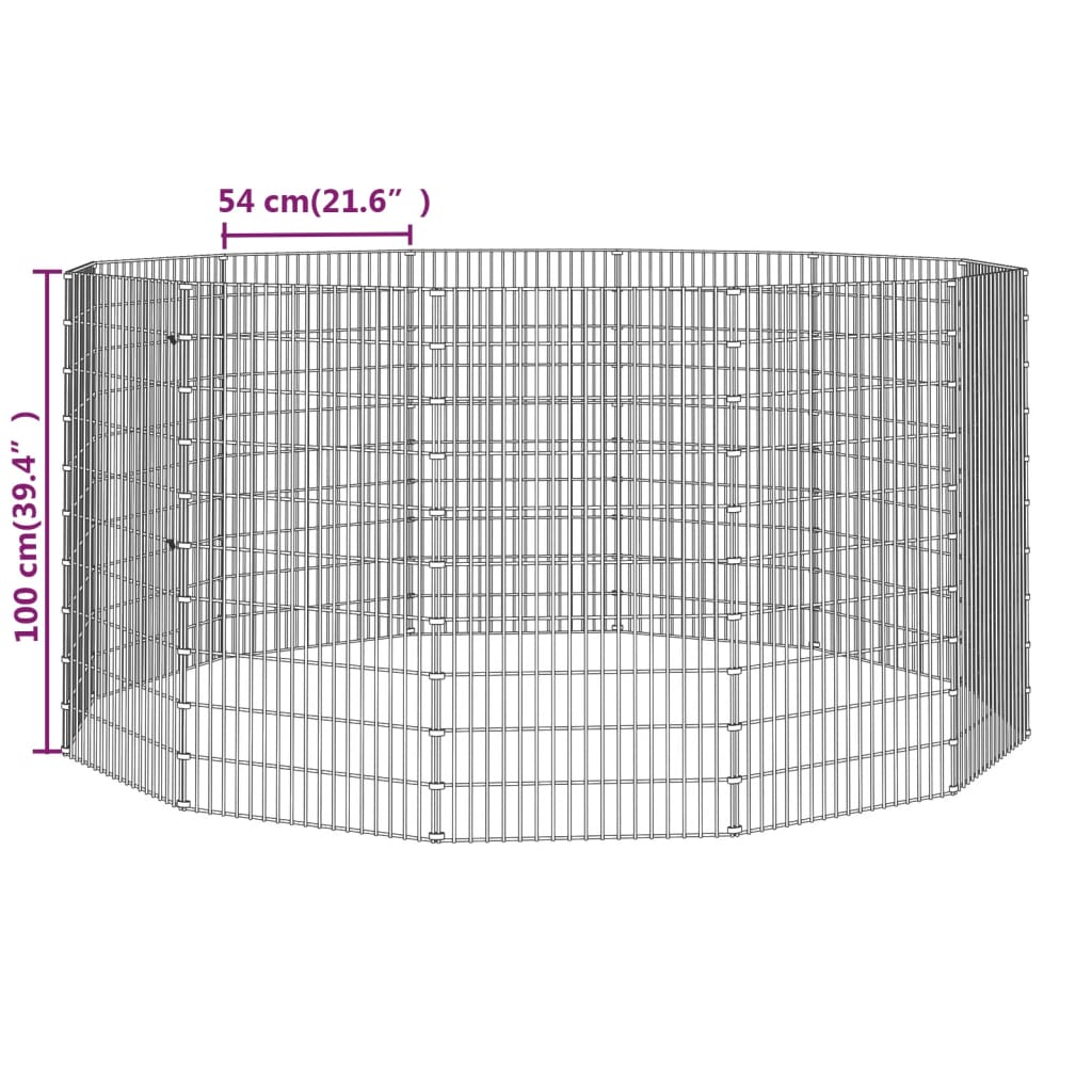 vidaXL Freilaufgehege 12-teilig 54x100 cm Verzinktes Eisen