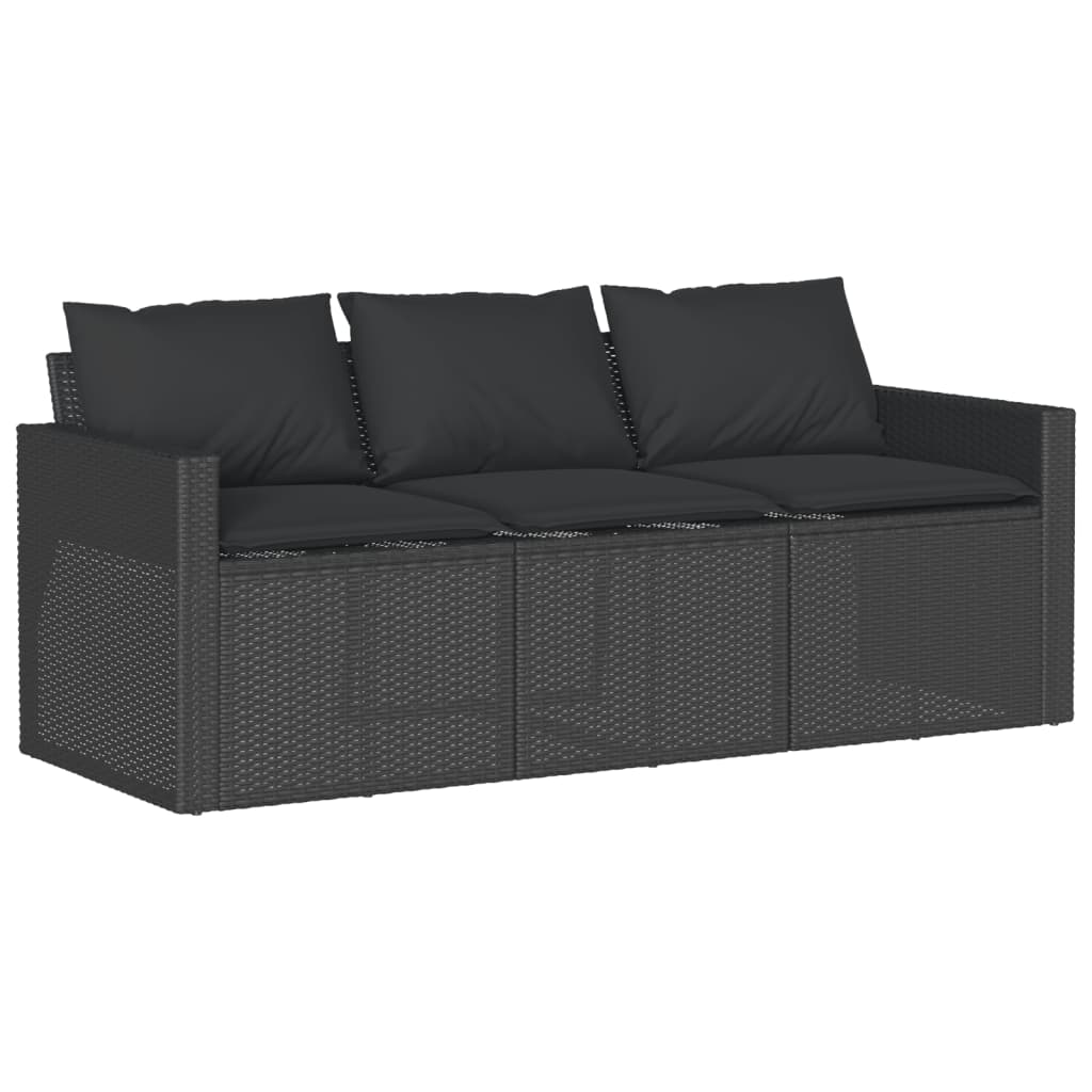 vidaXL 2-tlg. Garten-Essgruppe mit Kissen Schwarz Poly Rattan