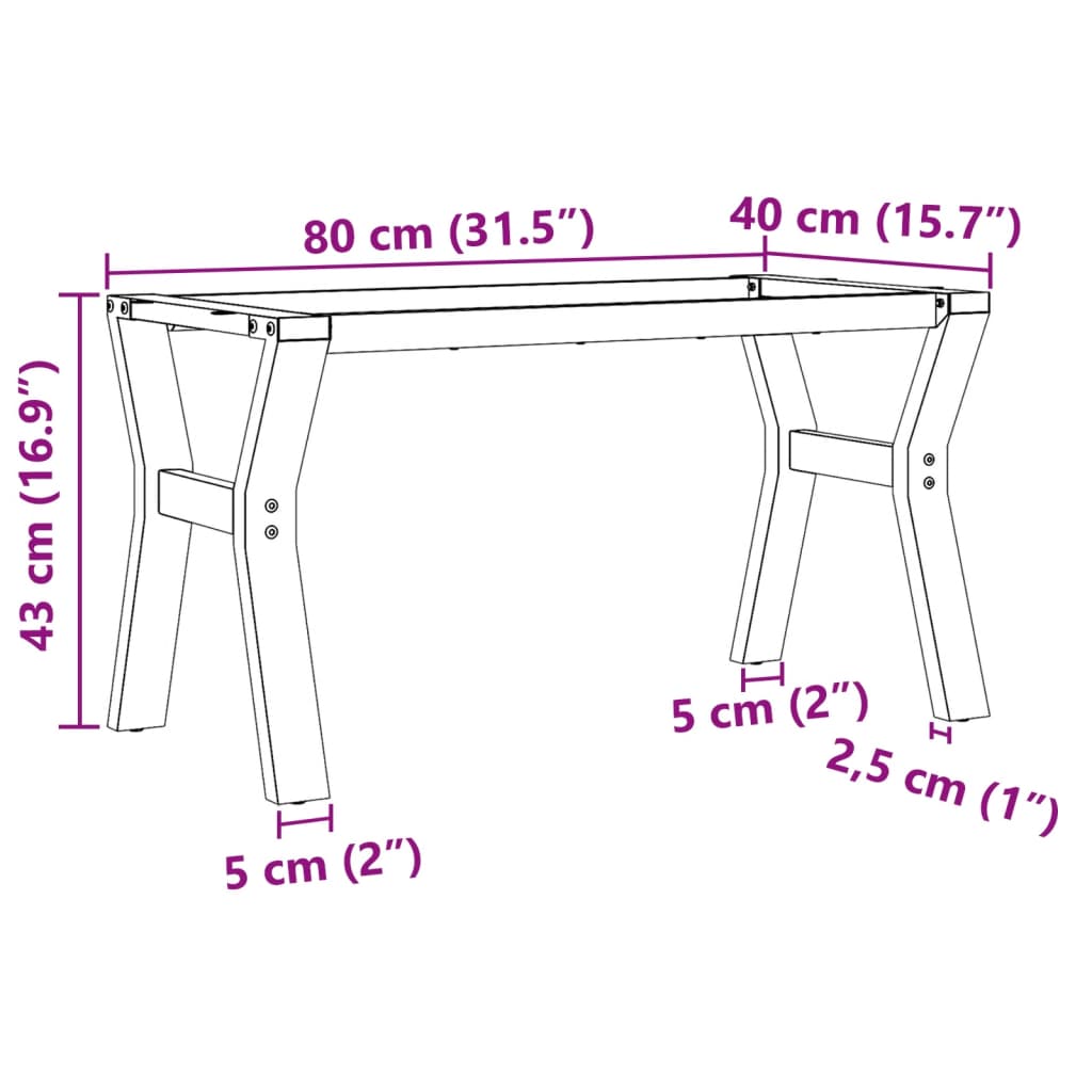 vidaXL Couchtisch-Gestell in Y-Form 80x40x43 cm Gusseisen