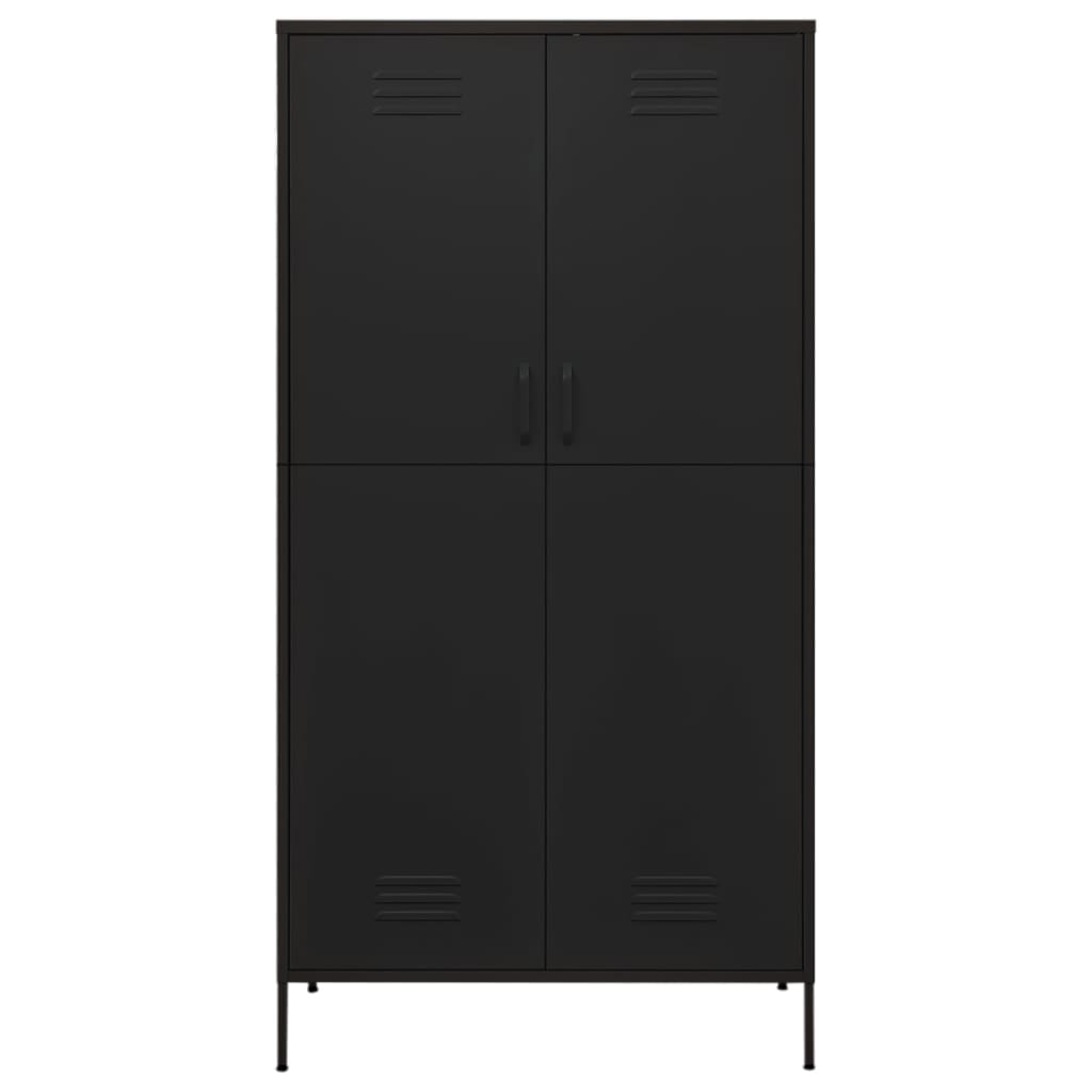 vidaXL Kleiderschrank Schwarz 90x50x180 cm Stahl