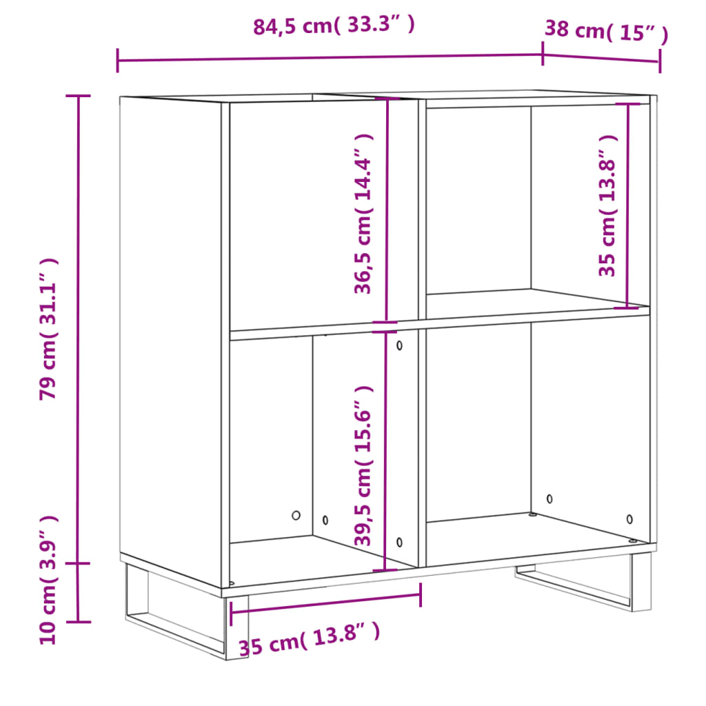 vidaXL Plattenschrank Sonoma-Eiche 84,5x38x89 cm Holzwerkstoff