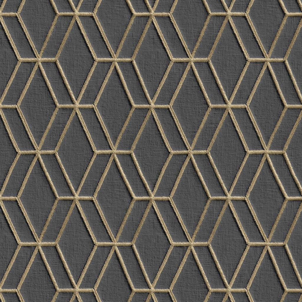 DUTCH WALLCOVERINGS Tapete Sechseckmuster Schwarz und Golden