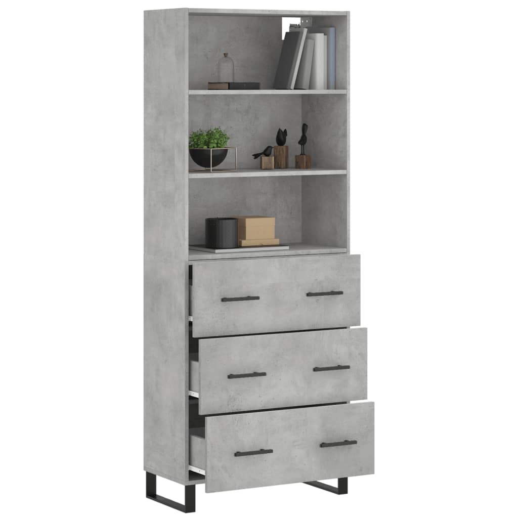 vidaXL Highboard Betongrau 69,5x34x180 cm Holzwerkstoff