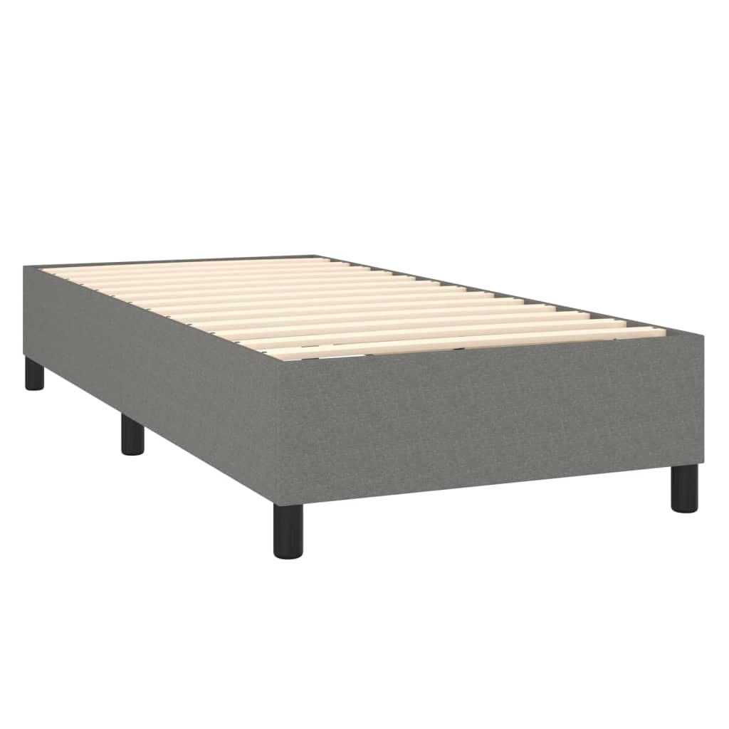 vidaXL Boxspringbett mit Matratze Dunkelgrau 80x200 cm Stoff