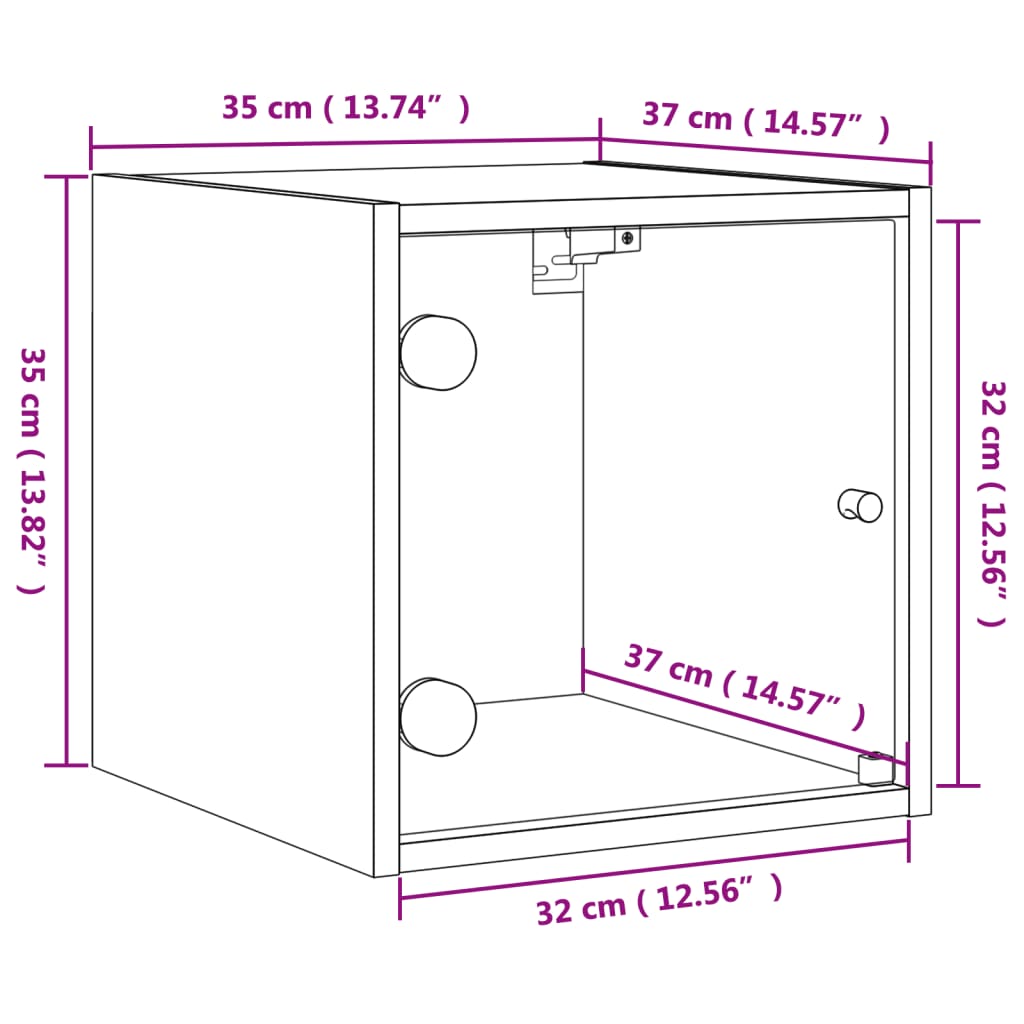 vidaXL Nachttische mit Glastüren 2 Stk. Betongrau 35x37x35 cm