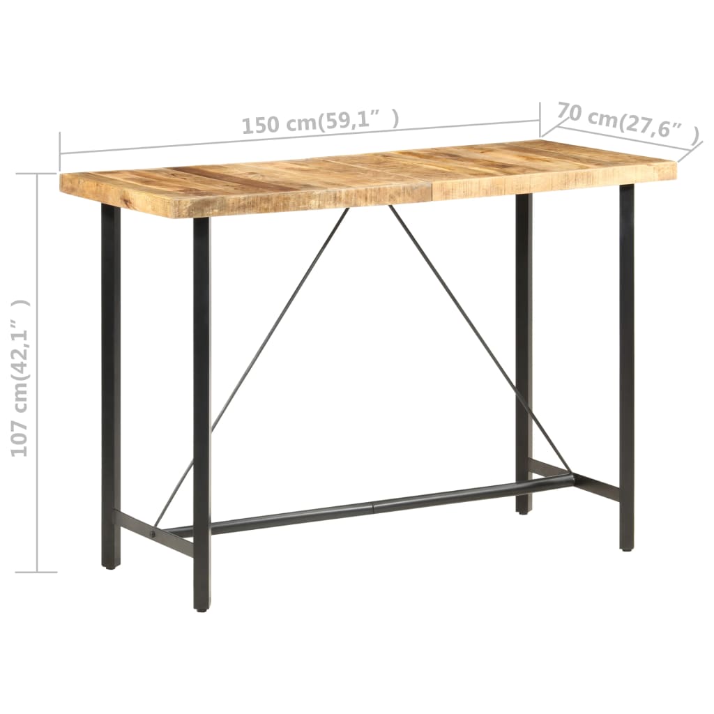 vidaXL Bartisch 150x70x107 cm Raues Mangoholz