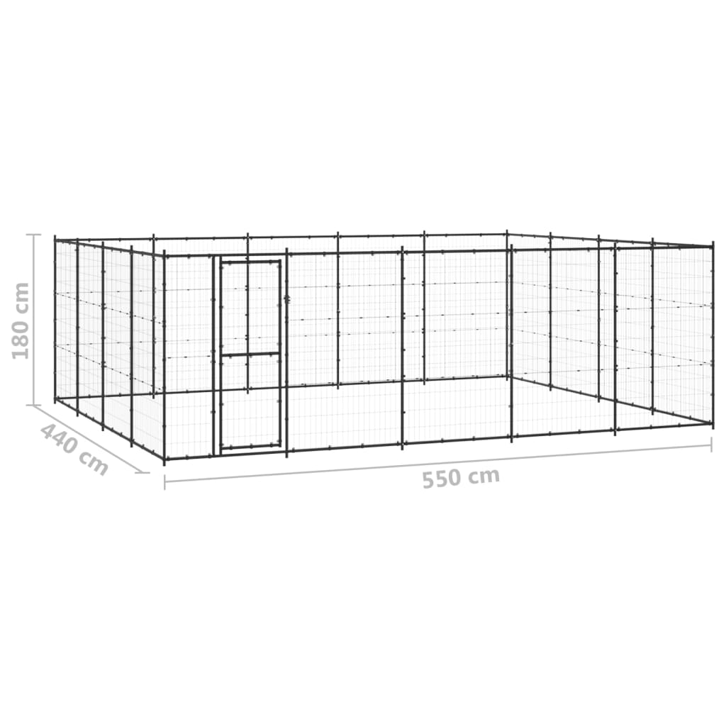 vidaXL Outdoor-Hundezwinger Stahl 24,2 m²