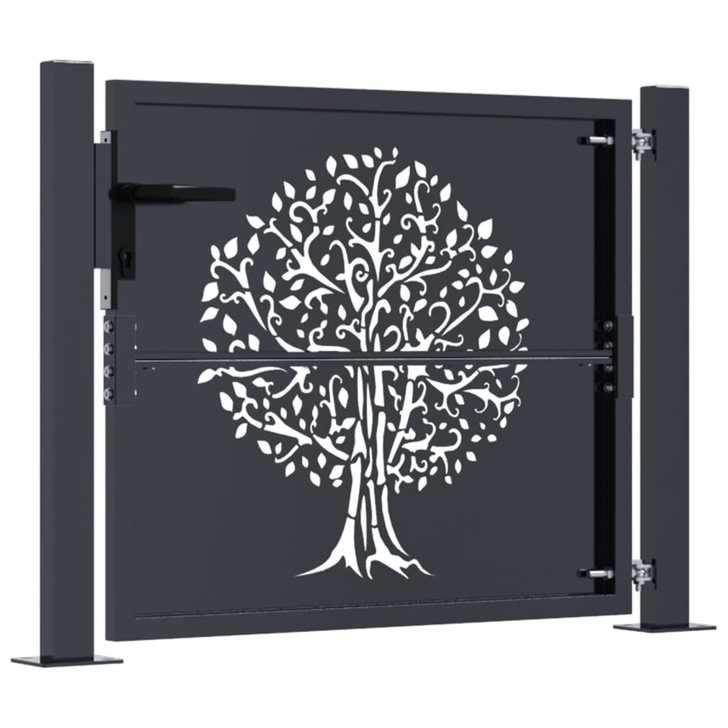 vidaXL Gartentor Anthrazit 105x105 cm Stahl Baum-Design