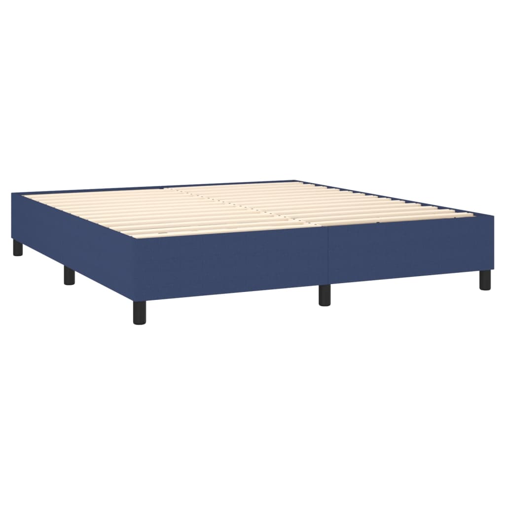 vidaXL Boxspringbett mit Matratze & LED Blau 180x200 cm Stoff