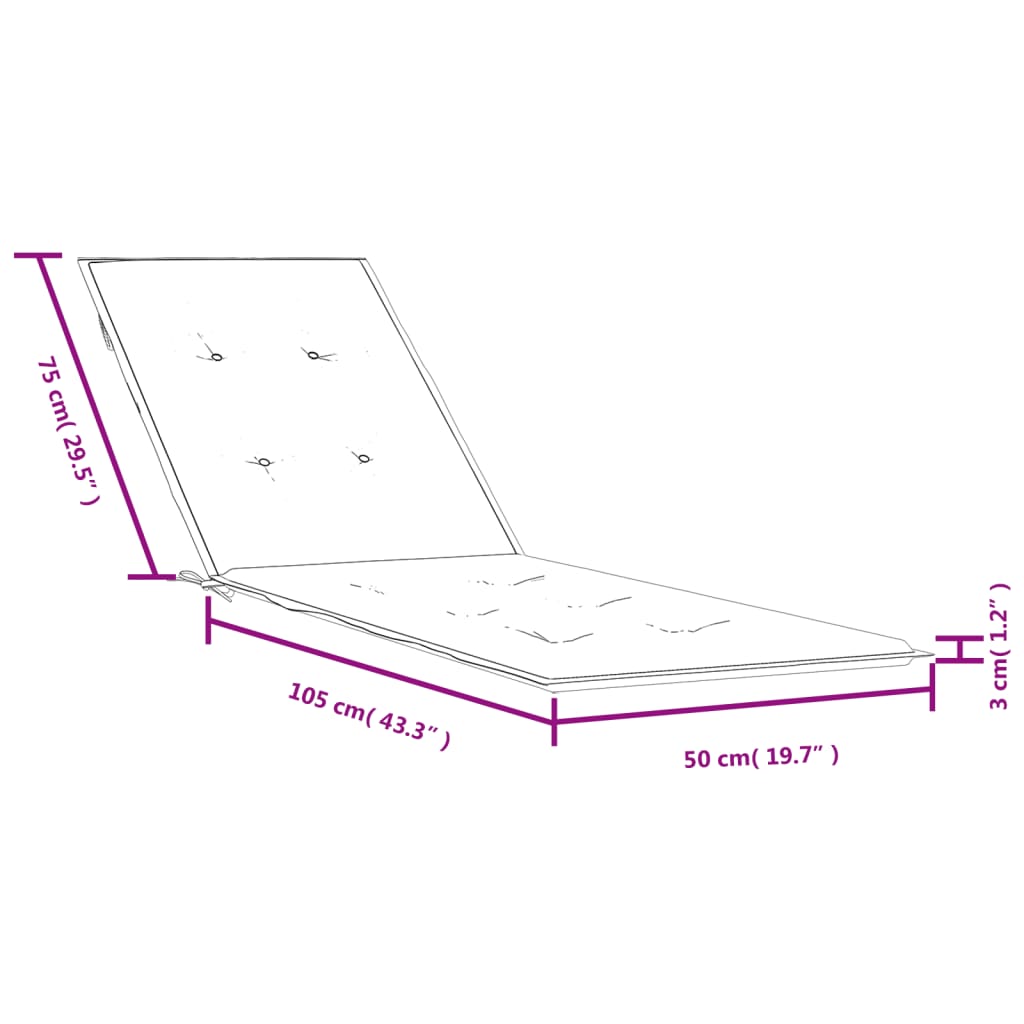 vidaXL Liegestuhl-Auflage Melange Anthrazit (75+105)x50x3 cm Stoff