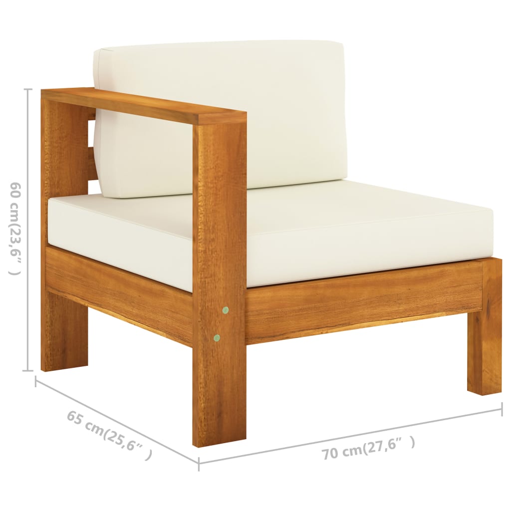 vidaXL 8-tlg. Garten-Lounge-Set mit Creme Auflagen Massivholz Akazie