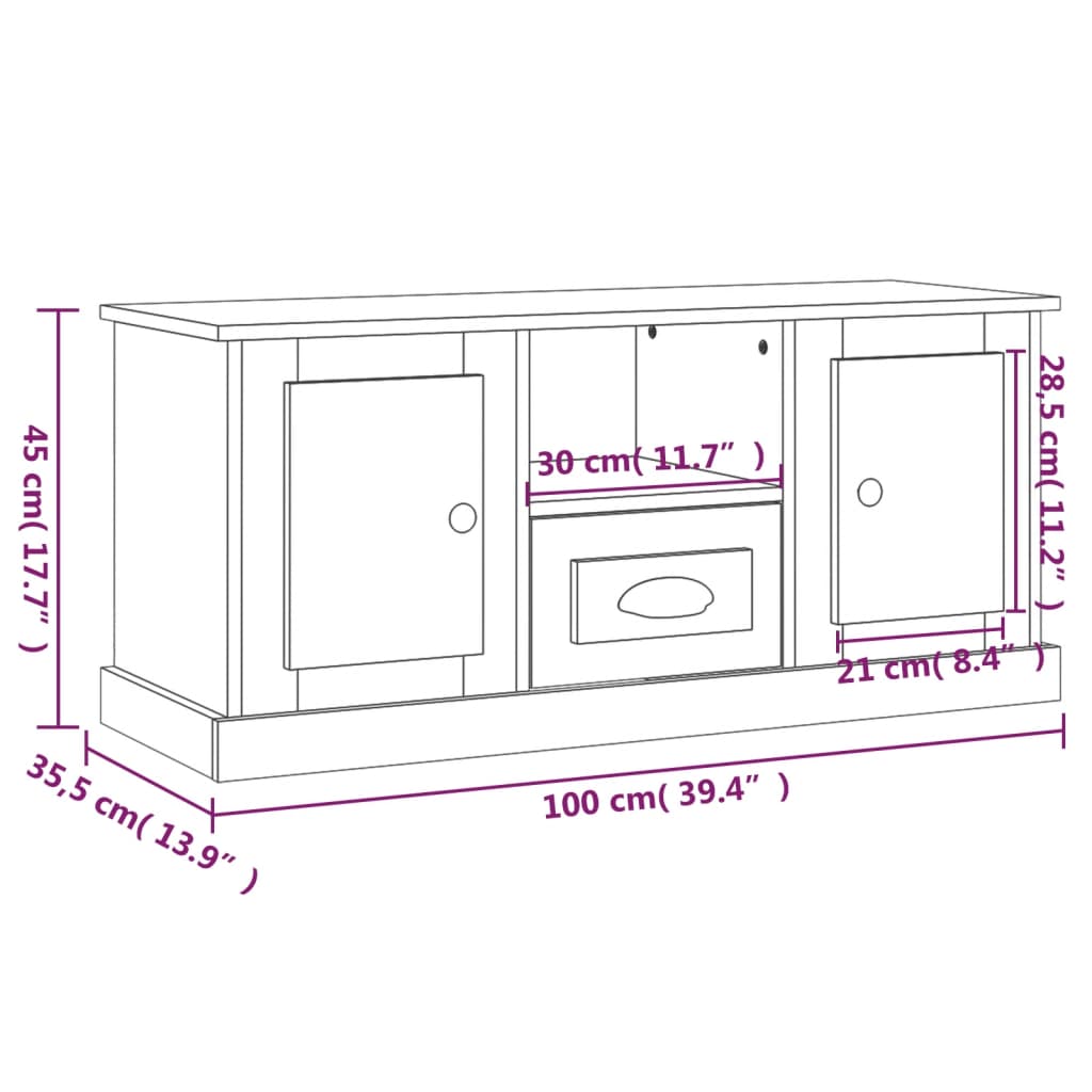 vidaXL TV-Schrank Sonoma-Eiche 100x35,5x45 cm Holzwerkstoff