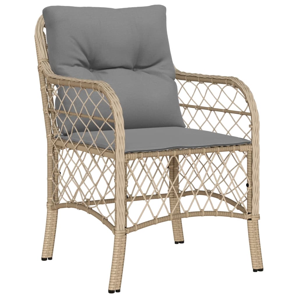 vidaXL 3-tlg. Bistro-Set mit Kissen Beigemischung Poly Rattan