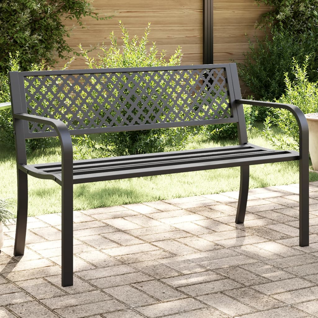 vidaXL Gartenbank 119 cm Schwarz Stahl